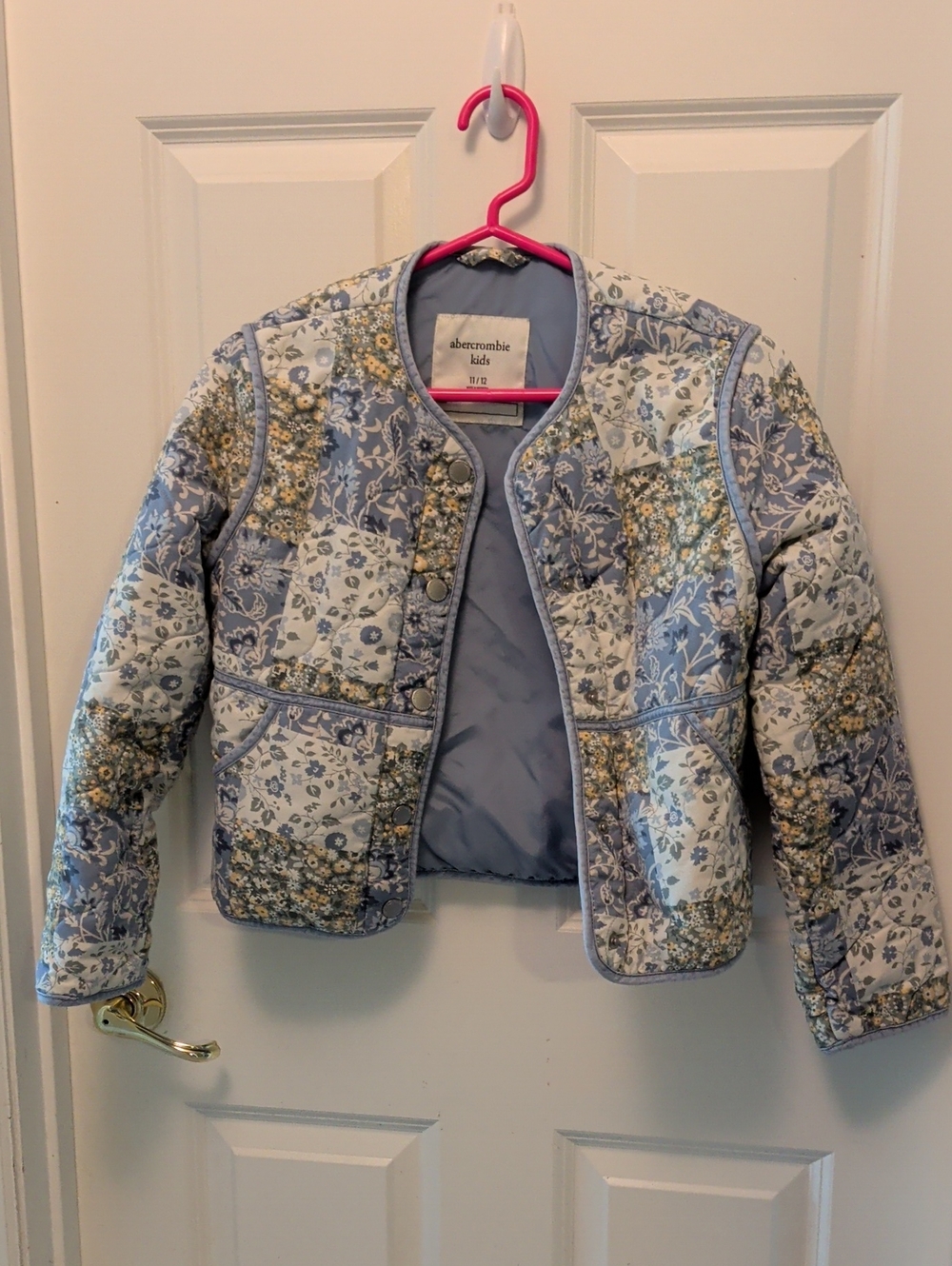 abercrombie kids Blue Floral Quilted Jacket